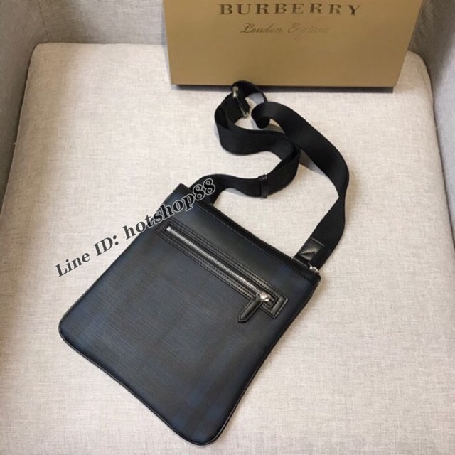 Burberry專櫃新款單肩斜挎包 巴寶莉London格紋男士單肩斜挎包 yxb1296